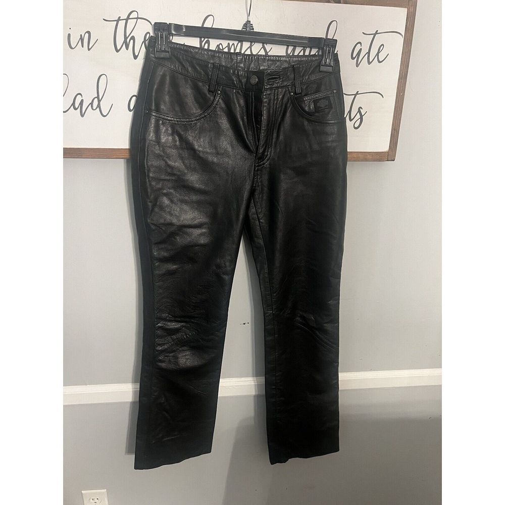 EUC Harley Davidson Black Leather Women's‎ Pants Jeans Size 32/4